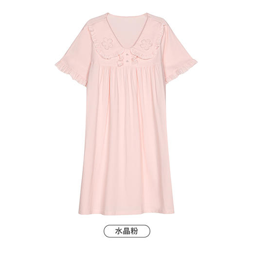 都市丽人亲情蜜语舒适外出春夏睡衣女凉感无尘棉家居服薄款短袖裙女士睡裙LH46C2 商品图14