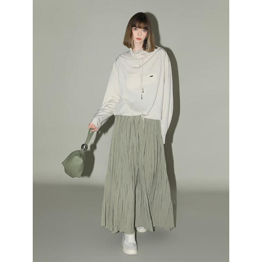 COCOBELLA重工3米大摆压褶半身裙女工装风伞裙遮胯长裙HS7027 商品图4