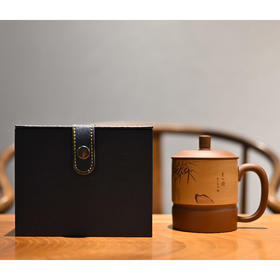 羽诗制造出品 势如破竹紫砂盖杯礼盒套装