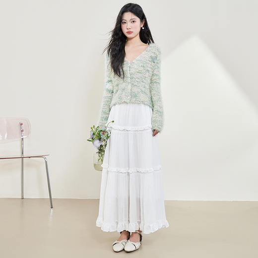 西遇韩系小香风甜美V领针织开衫女新款宽松减龄毛衣外套D0340068 商品图1