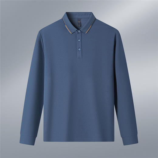 【桑蚕丝混纺】罗蒙春秋男士商务polo衫男长袖时尚舒适翻领百搭长袖t恤男 商品图4