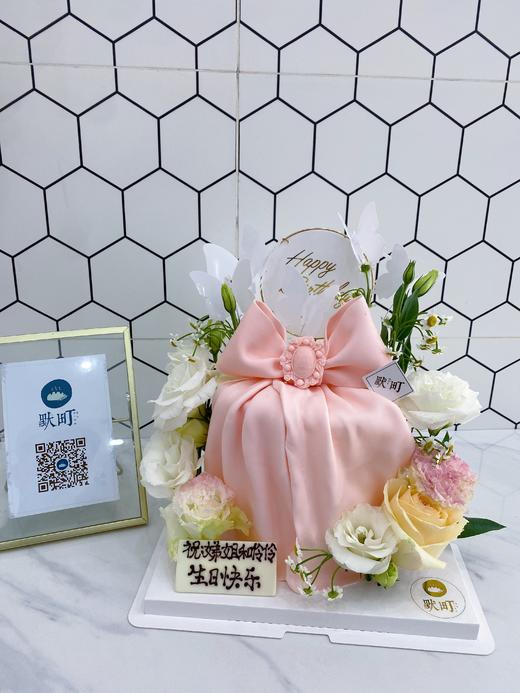 粉系绚丽多彩鲜花&蝴蝶结蛋糕（图片是6寸加高） 商品图3