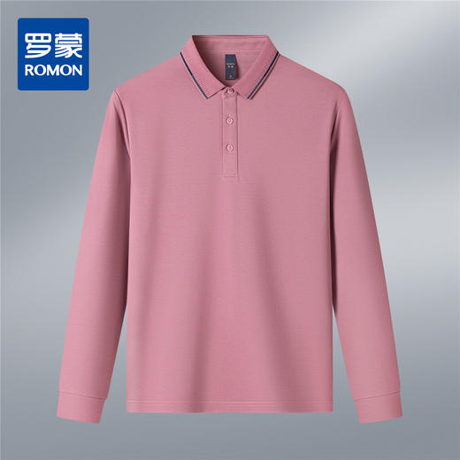 【桑蚕丝混纺】罗蒙春秋男士商务polo衫男长袖时尚舒适翻领百搭长袖t恤男 商品图3