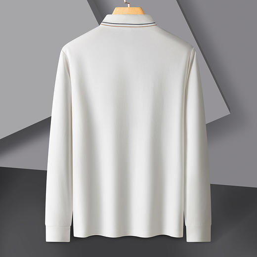 【桑蚕丝混纺】罗蒙男士春秋商务polo衫男长袖时尚舒适翻领百搭长袖t恤男 商品图8