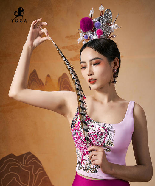 【现货秒发】壁虎瑜伽【紫烟梦云-套装】限量款印花瑜伽套装（可拆卸胸垫） 商品图9