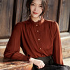 花侍·法式衬衫 气质立领衬衣 红棕色/白色 商品缩略图5