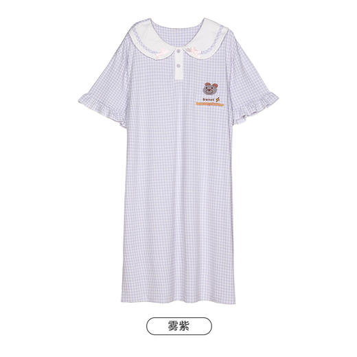 都市丽人生活家居春夏睡衣女针织人棉提花家居服薄款短袖裙女士针织睡裙LH46C3 商品图13