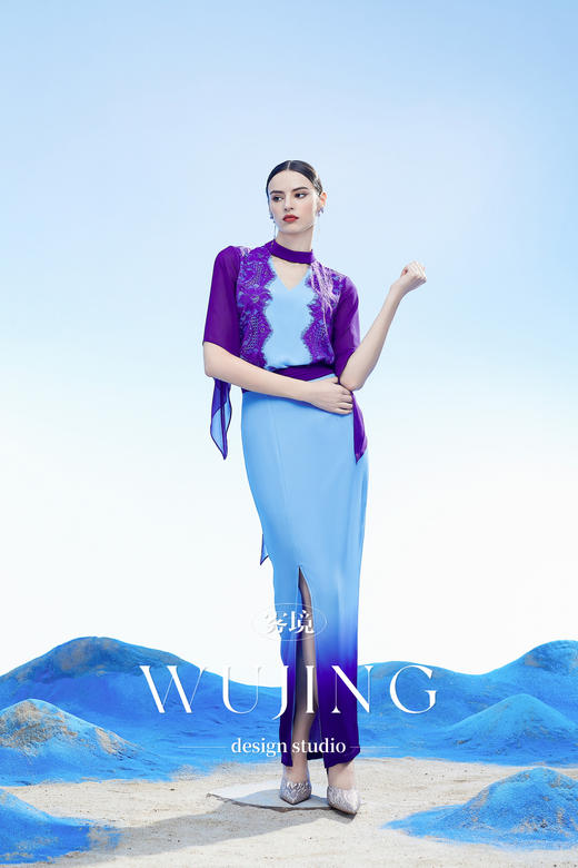 3204054 梦回云阙 韩国进口水晶乔其纱定制水晶蕾丝花边上衣 雾境 商品图3