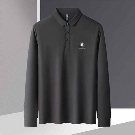 【仿丝光】罗蒙春秋男士绣花款polo衫男长袖t恤男商务男士polo衫长袖 商品图2