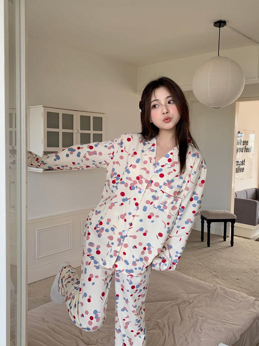 春款新品千吉娜Chigina家居服 人间富贵花睡衣 长袖➕长裤睡衣=套装 商品图4