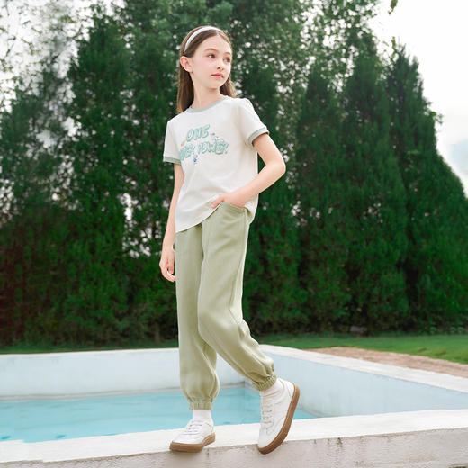 mettekids儿童裤子2024春夏新款女童束脚裤男童休闲宽松运动长裤 商品图0