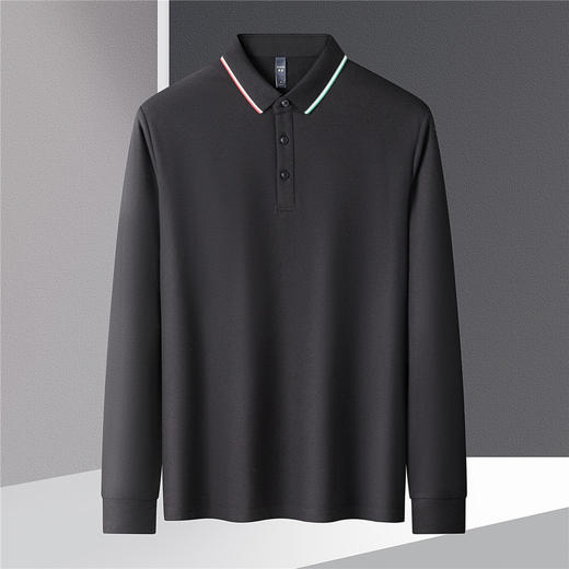 【提花领】罗蒙男士春秋仿丝光polo衫男长袖t恤男商务男士polo衫长袖T恤男 商品图5