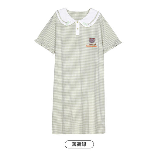 都市丽人生活家居春夏睡衣女针织人棉提花家居服薄款短袖裙女士针织睡裙LH46C3 商品图12