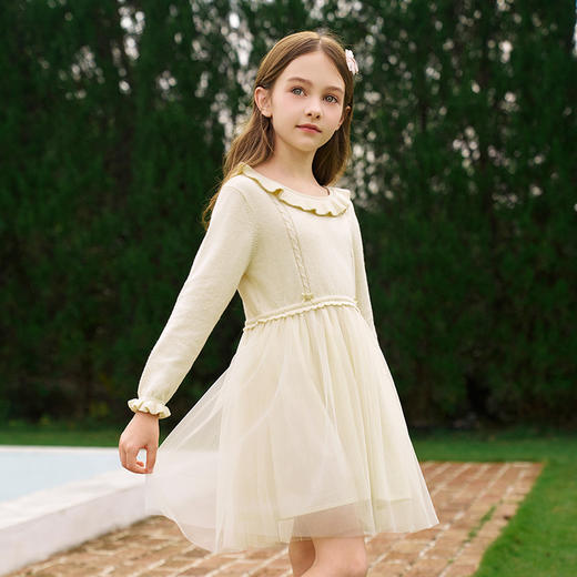 mettekids女童连衣裙2024新款春秋针织裙网纱裙子儿童甜美公主裙 商品图2