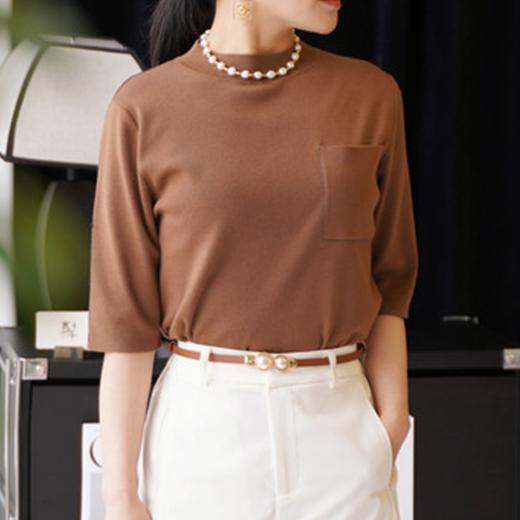 【现货】珍珠细腰带女士真皮腰封简约对扣松紧装饰配连衣裙女H241273658 商品图5