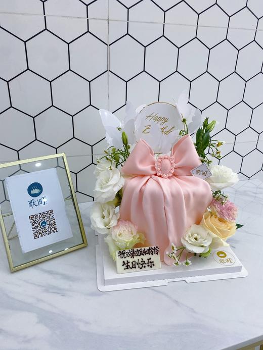 粉系绚丽多彩鲜花&蝴蝶结蛋糕（图片是6寸加高） 商品图2