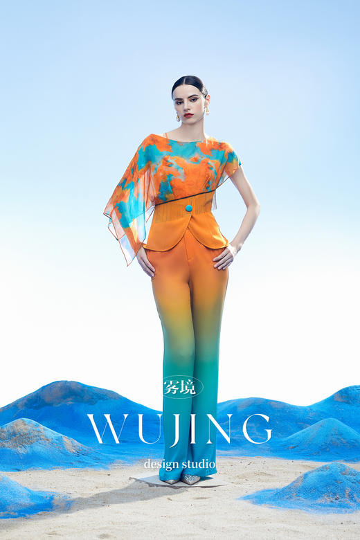 3204001 空桑秘境 韩国进口水晶乔其纱进口纹理蜂窝缎上衣 雾境 商品图2