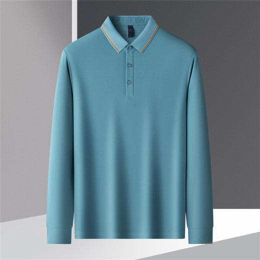 【提花领】罗蒙春秋男士仿丝光polo衫男长袖t恤男商务男士polo衫长袖 商品图7