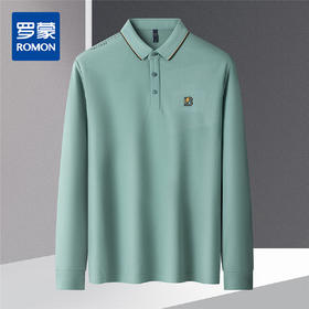 14LP3700414LP37004【绣花胸标】罗蒙春秋男士仿丝光长袖t恤男商务男士polo衫男长袖T恤上衣男