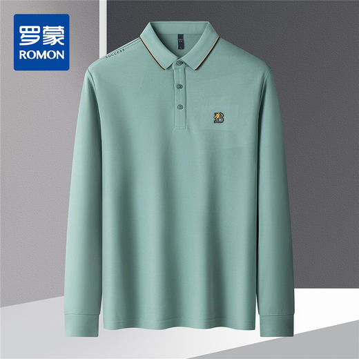 14LP3700414LP37004【绣花胸标】罗蒙春秋男士仿丝光长袖t恤男商务男士polo衫男长袖T恤上衣男 商品图0