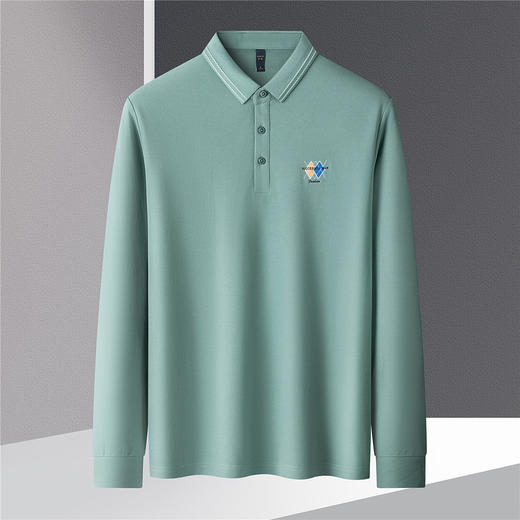 14LP3700114LP37001【仿丝光】罗蒙春秋男士提花领polo衫男长袖t恤男商务男士polo衫长袖 商品图2