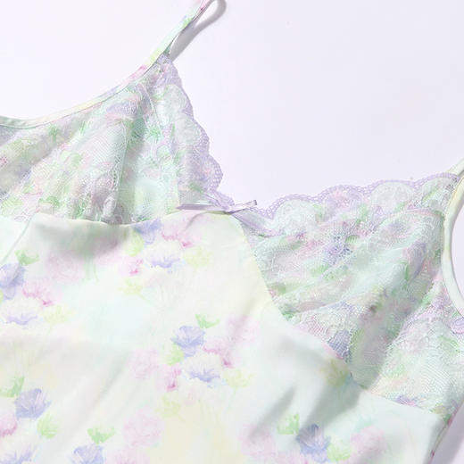 都市丽人生活家居春夏睡衣女冰雪丝印花家居服薄款吊带裙+外袍女士丝质套装LH44A6 商品图11