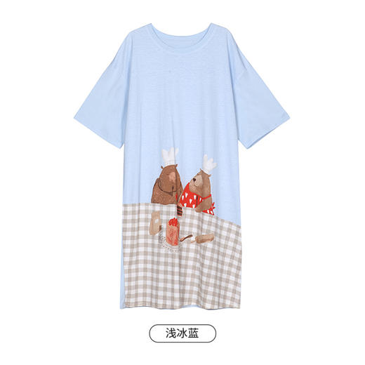 都市丽人生活家居春夏睡衣女32支CVC单面家居服薄款短袖裙女士棉质睡裙LH46B6 商品图7