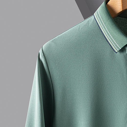 【撞色领】罗蒙男士春秋仿丝光polo衫男长袖t恤男商务男士polo衫长袖 商品图9