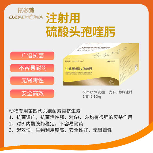 注射用硫酸头孢喹肟-50mg*20瓶/盒 *40盒/箱-兽药字220122451 粉针剂 商品图0