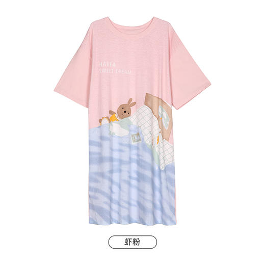 都市丽人生活家居春夏睡衣女32支CVC单面家居服薄款短袖裙女士棉质睡裙LH46B6 商品图8