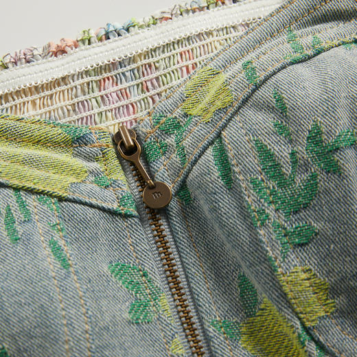 谜底碎花连衣裙短袖2024夏款田园度假风拼接修身长裙女246ML7028 商品图3