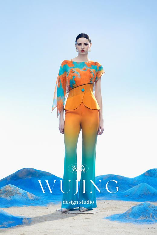 3204001 空桑秘境 韩国进口水晶乔其纱进口纹理蜂窝缎上衣 雾境 商品图3