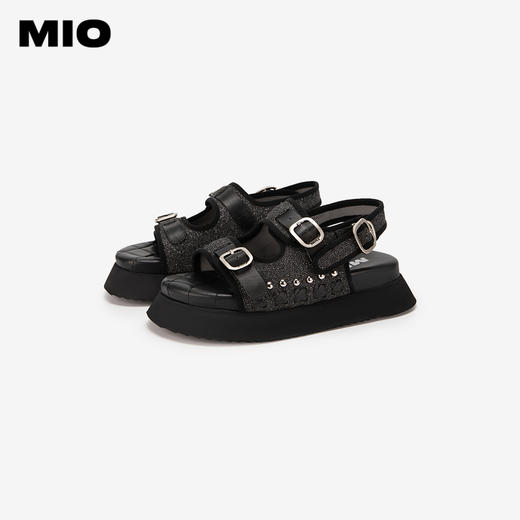 MIO米奥夏季韩版中跟休闲凉鞋格利特显高厚底通勤女凉鞋M243110864 商品图3