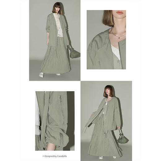 【限时特惠】COCOBELLA设计感工装拉链外套明线装饰轻薄棒球服夹克SC7006 商品图2