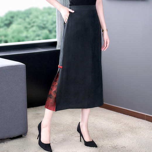 KQLE220N8576-2024年夏季新款香云纱复古中国风韵味百搭半身裙 商品图0