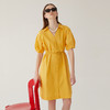 谜底连衣裙女2024夏款通勤风纯色宽松中长裙短袖配腰带246ML7029 商品缩略图1