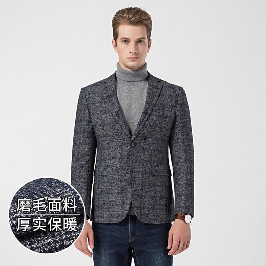 罗蒙春秋男士小西装外套男时尚休闲经典格纹单西服上衣外套男 商品图1