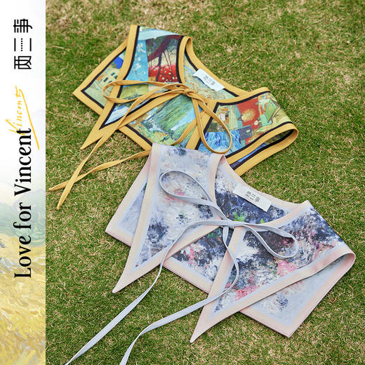两三事梵高文艺披花骑士2024春新款小清新印花绑带海军领假领女款 商品图0