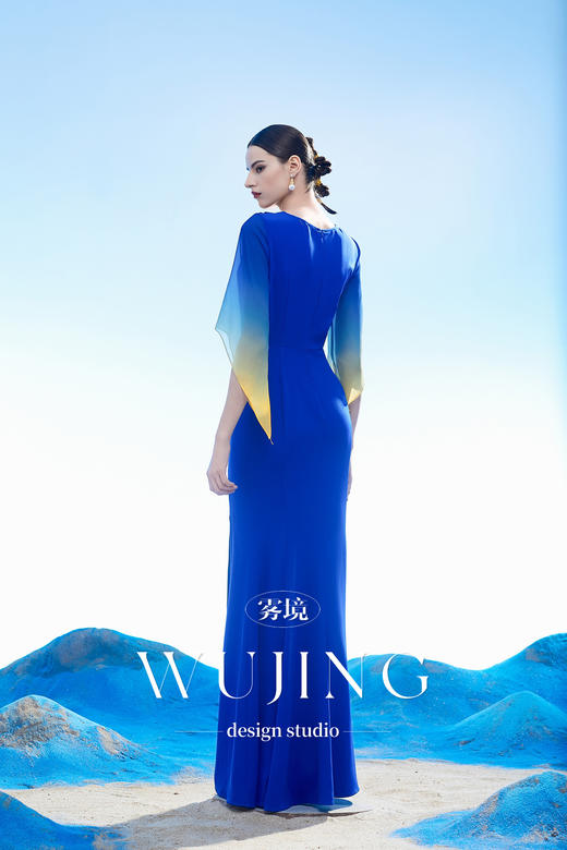 3204017 扶光莲雾 韩国进口水晶乔其纱进口纹理蜂窝缎连衣裙 雾境 商品图5