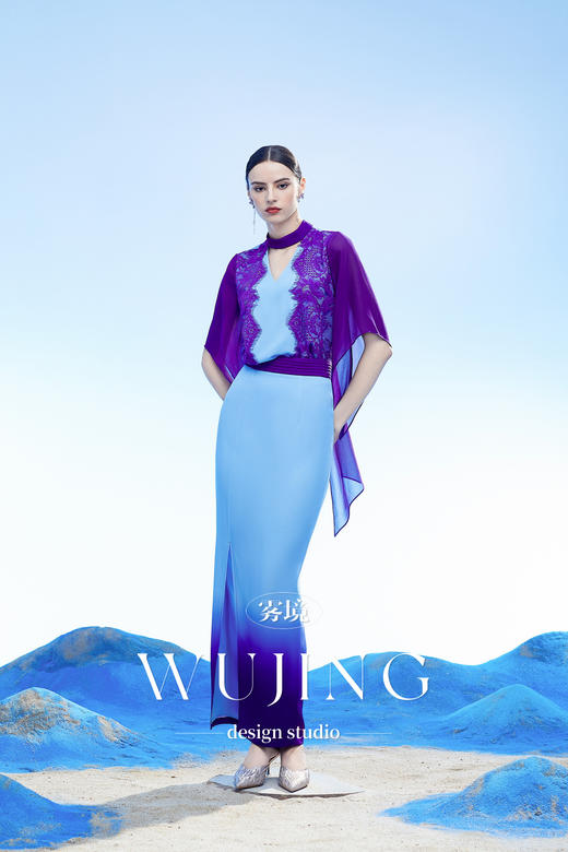 3204054 梦回云阙 韩国进口水晶乔其纱定制水晶蕾丝花边上衣 雾境 商品图4