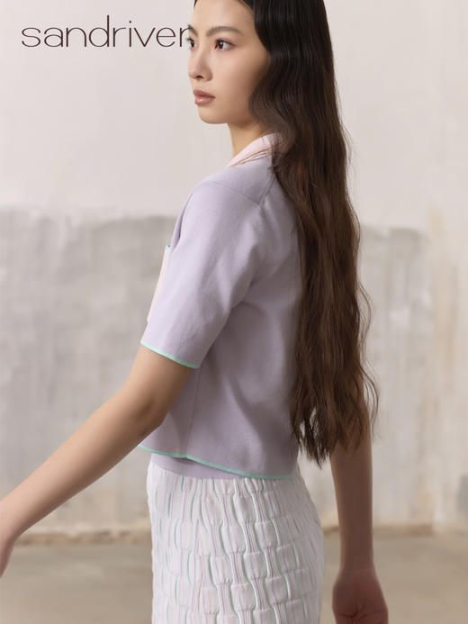 精梳棉针织短款开衫SJS96W013A 商品图3