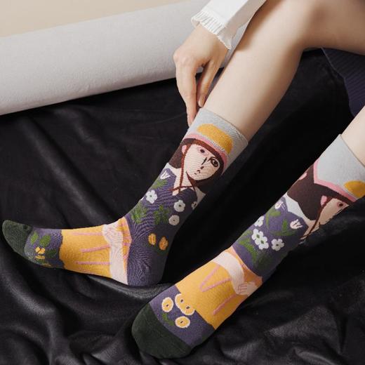 艺术名画 彩色油画纯棉中筒袜【买一送一，到手8双】 商品图4