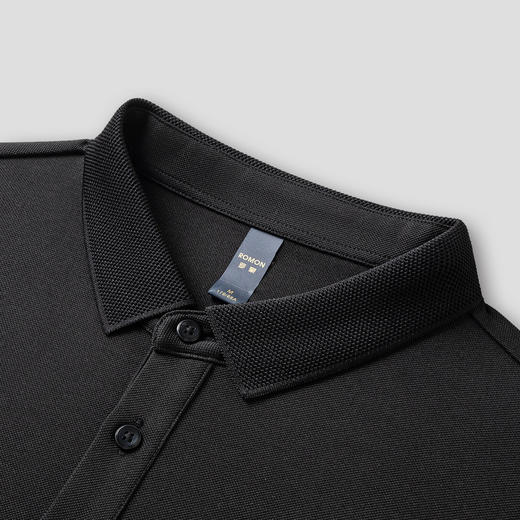 【桑蚕丝混纺】罗蒙春秋男士撞色拼接polo衫男长袖时尚翻领百搭长袖t恤男 商品图9