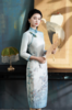 逸红颜 #明月优选#『梦烟雨』天青色双绉定位印花雪纺旗袍,穿一副古画在身,清雅飘逸 商品缩略图9