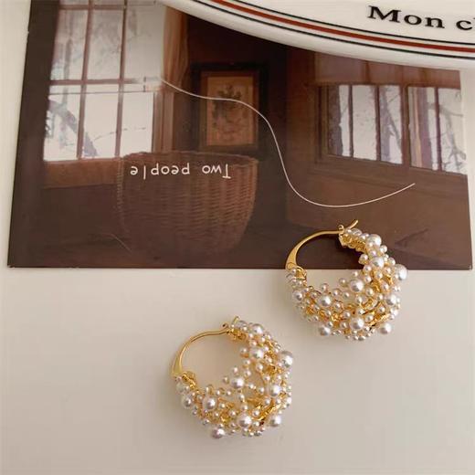 设计师唯美法式纯手工小米珠子耳环 商品图12