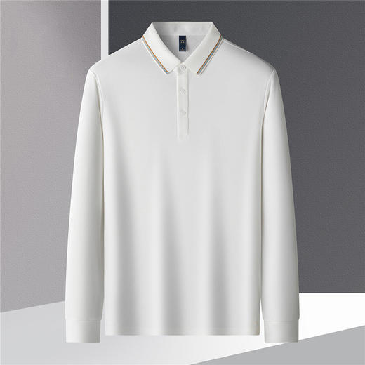 【提花领】罗蒙春秋男士仿丝光polo衫男长袖t恤男商务男士polo衫长袖 商品图6