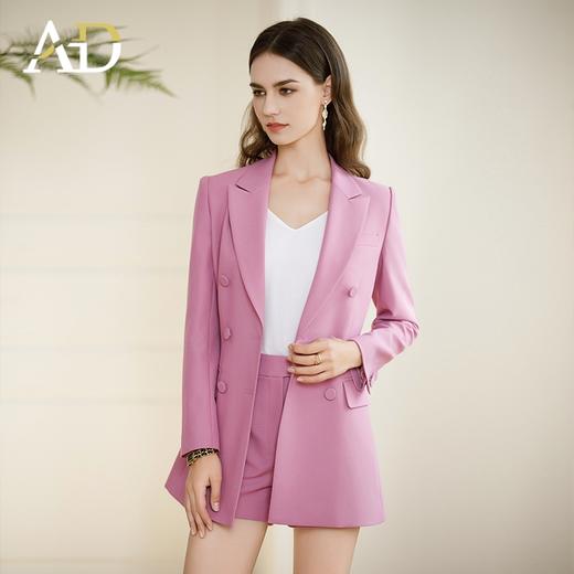 AD春季西装套装女2024新款紫色双排扣外套高级感正装职业装短裤 商品图2
