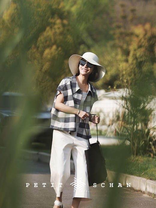 PETIT SCHAN小闪 CLO#239 Moon in midsea 月如海 格纹拼接oversize廓形马甲 商品图2