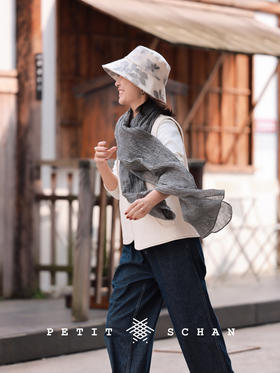 日常的心情 亚麻棉肌理褶皱文艺纯色围巾/披肩