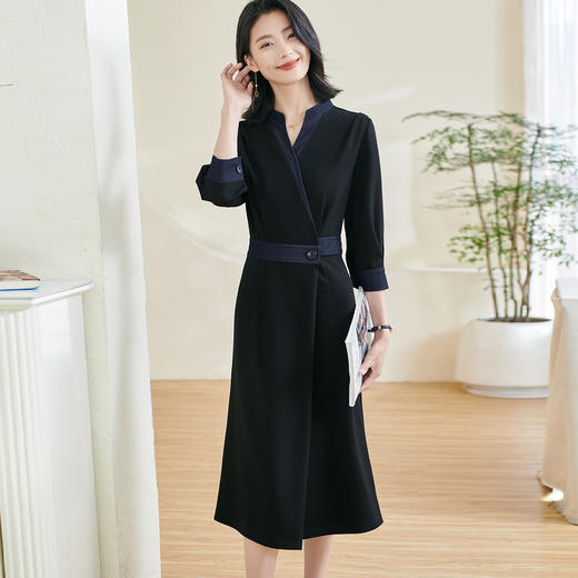 剩S 米思阳2026春季新款时尚设计感拼接连衣裙修身显瘦七分袖裙子0635 商品图1